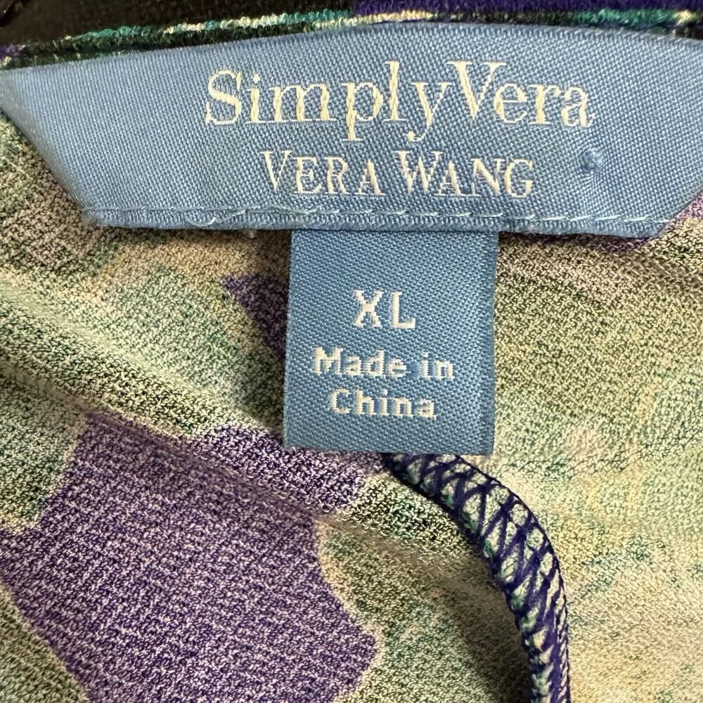 Vera Wang Dress XL Faux Wrap Colorful Artsy Floral Bold Office Career Party Date - Picture 7 of 10